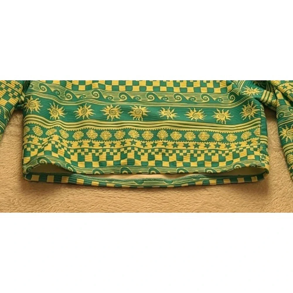 Cat & Jack Girls Rash Guard Swim Top Teal Yellow Sun Shell XXL 16/18 Sea Sun NWT